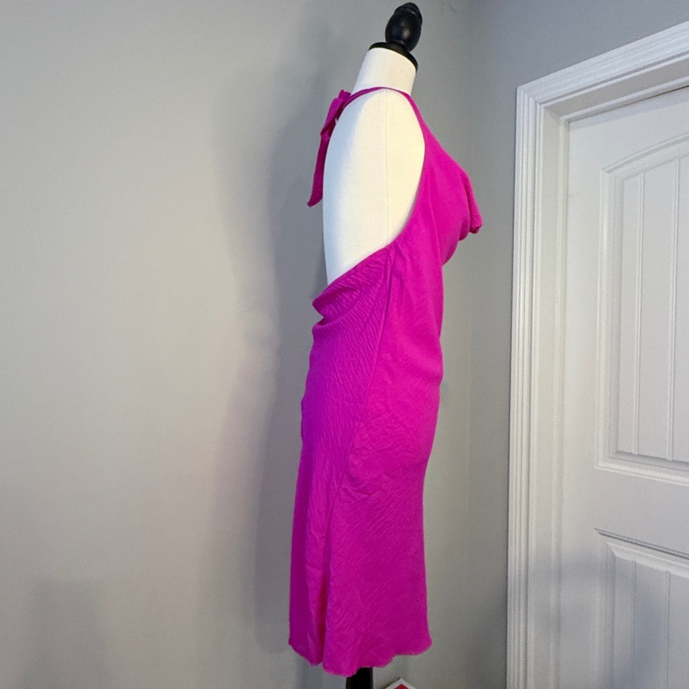 See You Monday Los Angeles Dress Womens L Pink Halter Cowl Neck Sleeveless Party - Picture 5 of 9